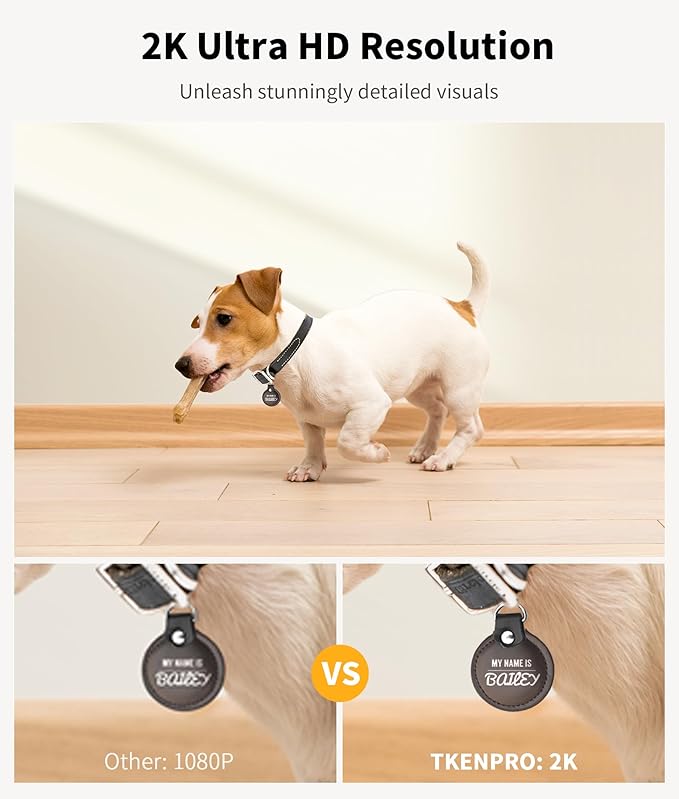 TKENPRO 2K Cat Camera Treat Dispenser, AI Photo Album, Pet Camera with 360° Auto Tracking & 5G/2.4G WiFi, 2-Way Talk, Remote Treat Tossing, Motion Alerts for Dogs Indoor, White