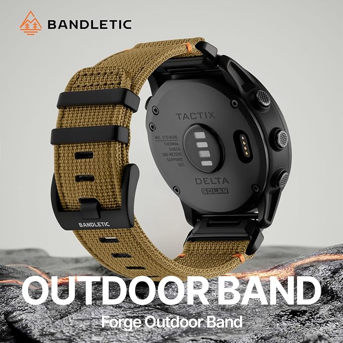Bandletic Compatible with Garmin Fenix 8 51mm Band - 26mm Quick Fit Rugged Nylon Strap for Fenix 7X 6X Pro/5X Plus/3/3 HR/Instinct 2X Solar 3 50mm /Enduro/Quatix/Tactix/Epix Pro 2/D2 Bravo/D2 Delta PX