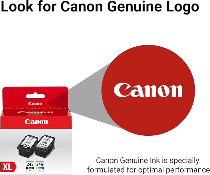 Canon PG-245 XL / CL-246 XL Genuine Ink Value Pack (2 Cartridges), Compatible with iP2820, MG2420/2924/2920/3020/2522/2525, MX492, TS3120/302/302a/202/202a/4520/3320