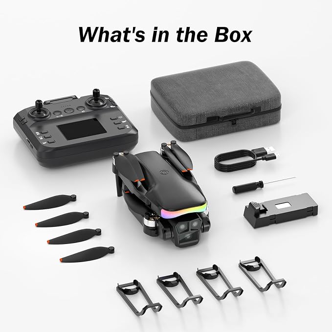 F417PRO Drone with Camera 1080P for Adults Kids, Mini Drone with Screen, Adult Drone, Dual 90° Lens, LED Lights, Optical Flow, Modular Battery, Beginner Drone, One Key Start, Headless, 3D Flip, Case