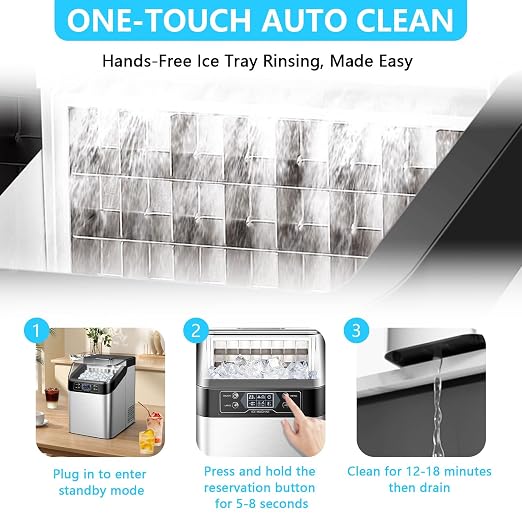 Ice Maker Countertop, 2 Ways to Add Water, 33lbs/24Hrs, 24 Pcs Ready in 13 Mins, Auto-Cleaning Portable Ice Maker with Basket and Scoop, for Home/Kitchen/RV/Camping, Silver