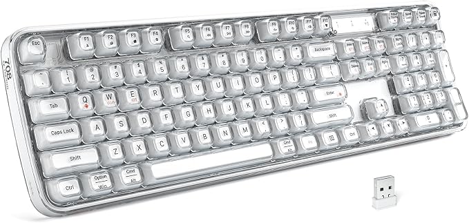 MOFII Upgraded Wireless Ergonomic Keyboard, BT/2.4Ghz Tri-Mode Ergo Keyboard with Natural Curve, RGB Backlit, Rechargeable Battery, Full-Size Keyboard for Computer/Laptop/Mac/MacBook, Pearl White