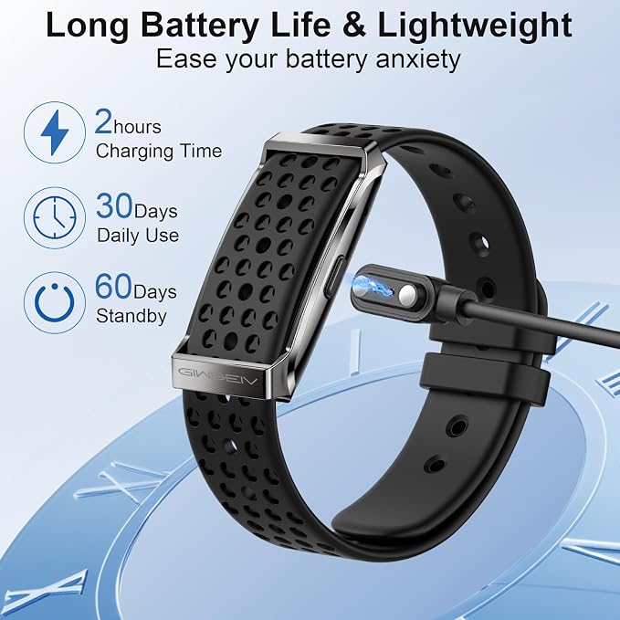 Fitness Smart Bracelet for Men Women, 24/7 Activity Health Tracker | Heart Rate, SpO2, Stress, Step & Calorie Tracker, 30 Days Battery, 170+ Sports Modes, IP68 Waterproof, Free APP, 2 Bands