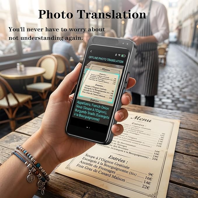Pocket Language Translator Device No WiFi Needed Two Way Instant Translator with Offline Voice Photo Translation for Travel English Spanish Menus Hotels