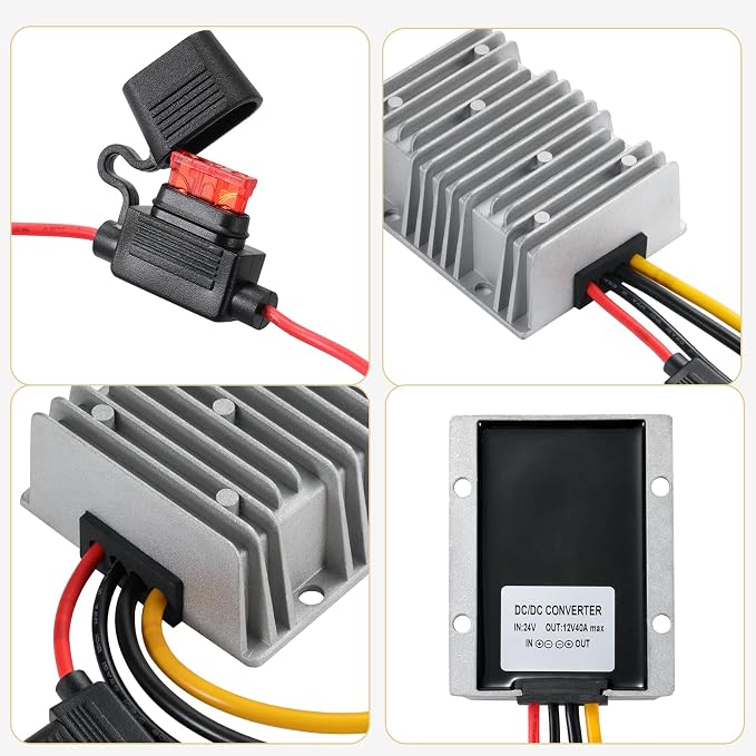 DC 40A 480W 24V to 12V Step Down Converter 12v Buck Converter DC Transformer with Fuse Reducer Power Supply for Vehicle etc