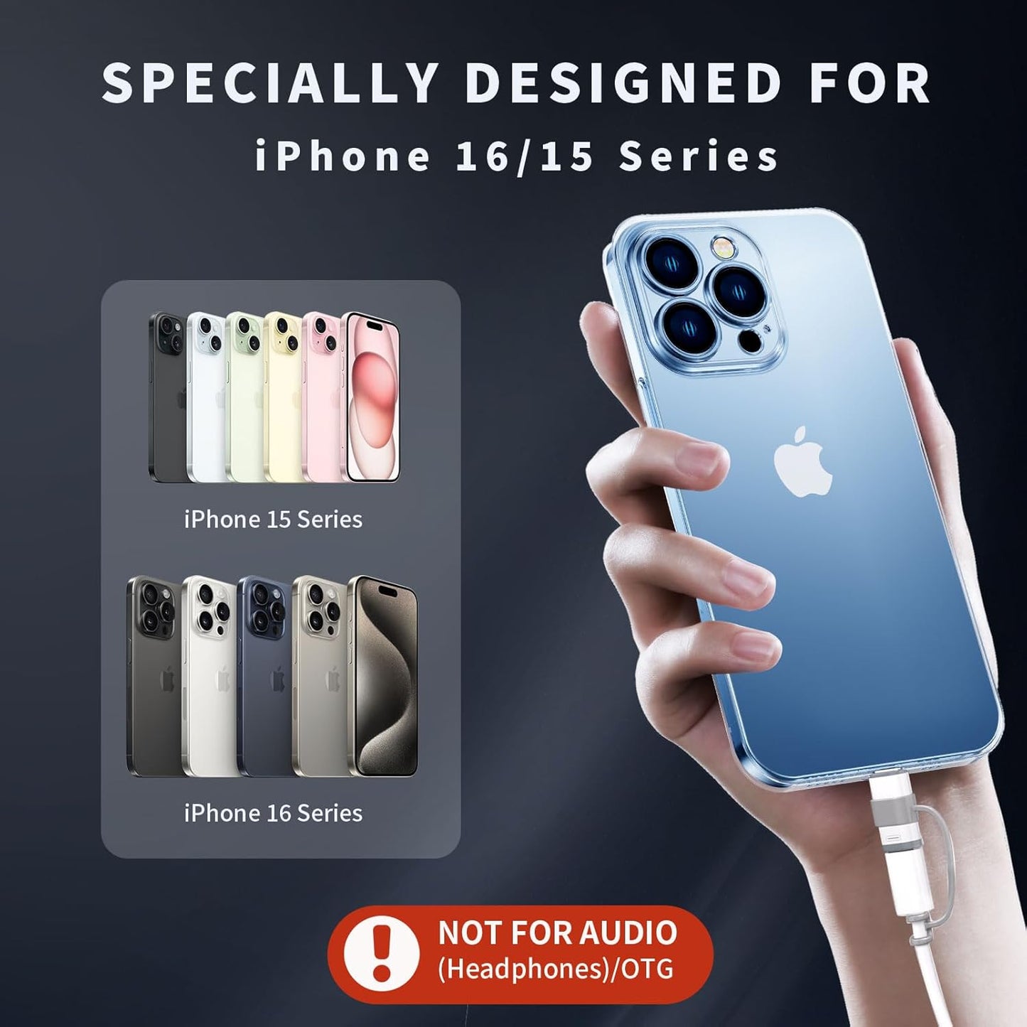 4 Pack Lightning to USB C Adapter for iPhone 15/16/16 Pro Max/Plus Samsung S24 Support Charging & Data Transfer,Type C Charger Connector Cable-NOT Support Audio/OTG/Headphone/Earbud/Apple -Pencil