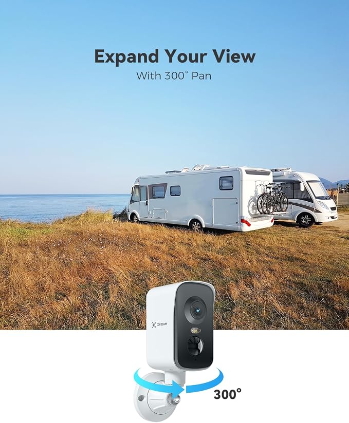 COCOCAM 4G Portable Magnetic Cellular Security Camera Wireless,2K Indoor/Outdoor Camera for RV/Camping/Travel, 300°Pan,10000Ahm Battery, PIR&AI Human Detection,IP66, Built-in SIM Card (NO WiFi)
