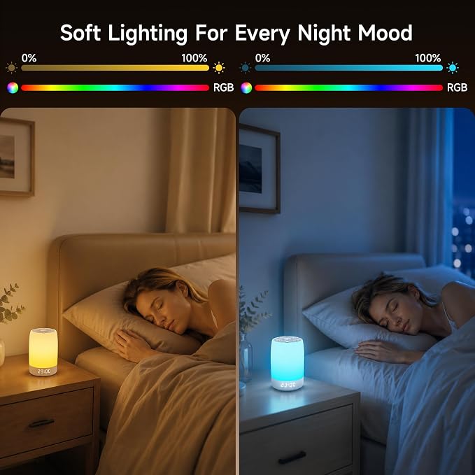 Sound Machine, White Noise Machine with 32 Soothing Sleep Sounds, Adjustable Night Light, App Remote Control, Personal Sleep Routine Alarm Clock for Baby Kids Adults