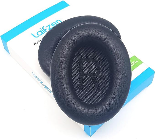 Lambskin QC45 SE QC35ii QC35 QC25 QC15 Earpads Cushions Replacement Ear Pads Bose QC 45 35 II QC2 AE SoundLink SoundTrue 35ii 25 15 2 QuietComfort Sheepskin Leather Handpicked-Quality (Black)