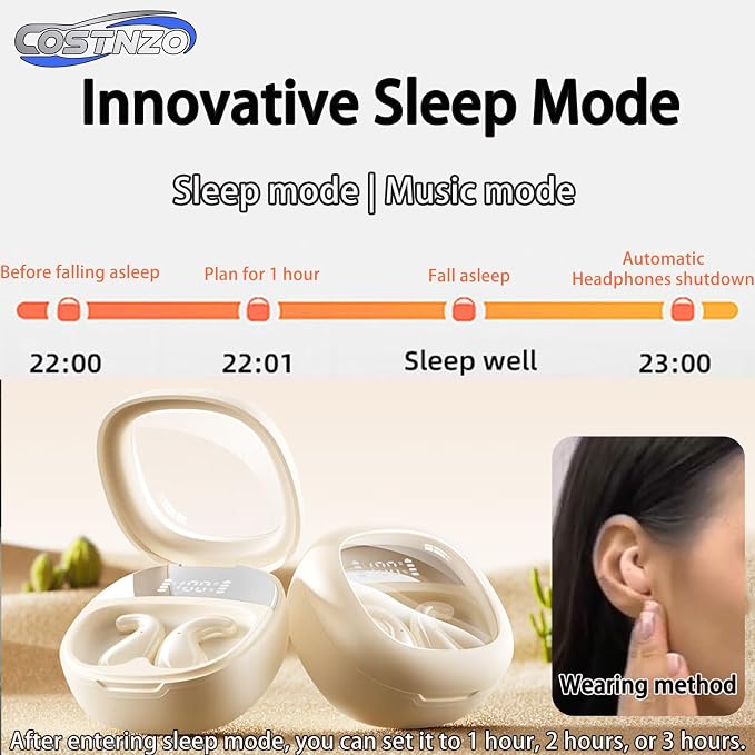 Innovative Sleep Mode Sleep Earbuds for Side Sleepers (Snow) | Comfortable side sleeping, Innovation Sleep Mode, Non-in Ear Canal Design, Invisible Earbuds, Bluetooth 5.4