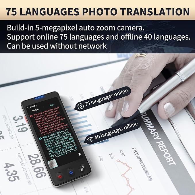 AI Language Translator Device, 2026 Upgraded VORMOR Translator No WiFi Needed, Support ChatGPT, Instant Two-Way 150 Languages Translation, Offline/Photo Translation for Business Travel