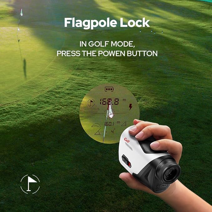 Golf Rangefinder with Slope and Pin Flagpole Lock Vibration, 1200 Yards Range Finder, External Slope Switch, Golf Tournament Legal, Rechargeable Battery, Magnetic Stripe, 6X Magnification