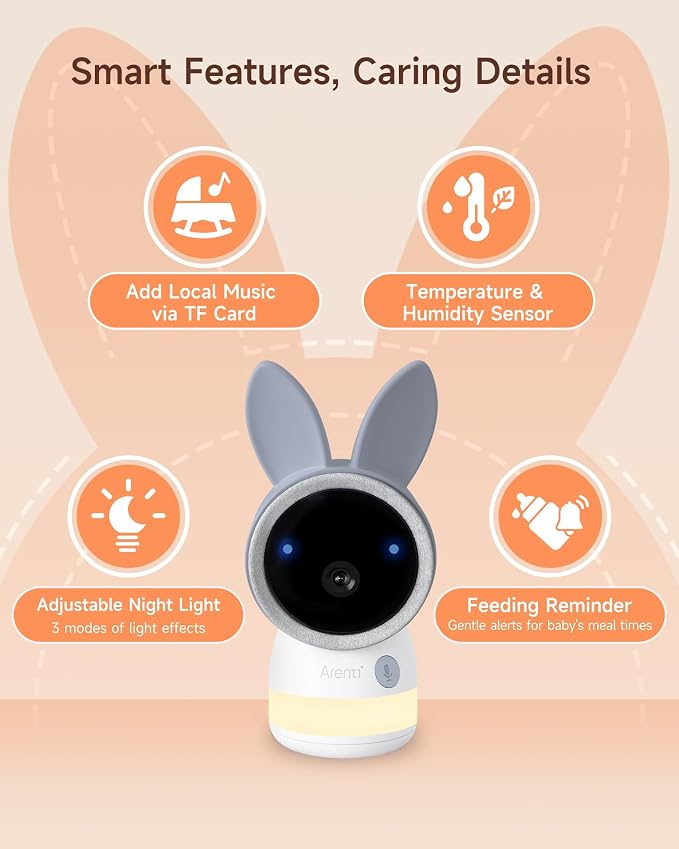 ARENTI 2026 Upgraded 4MP 5G WiFi Baby Monitor with App, Colorful Night Light, 2-Way Audio, Motion Detection & Auto Tracking, Alert Zone, Temp&Humidity Sensor, App Control