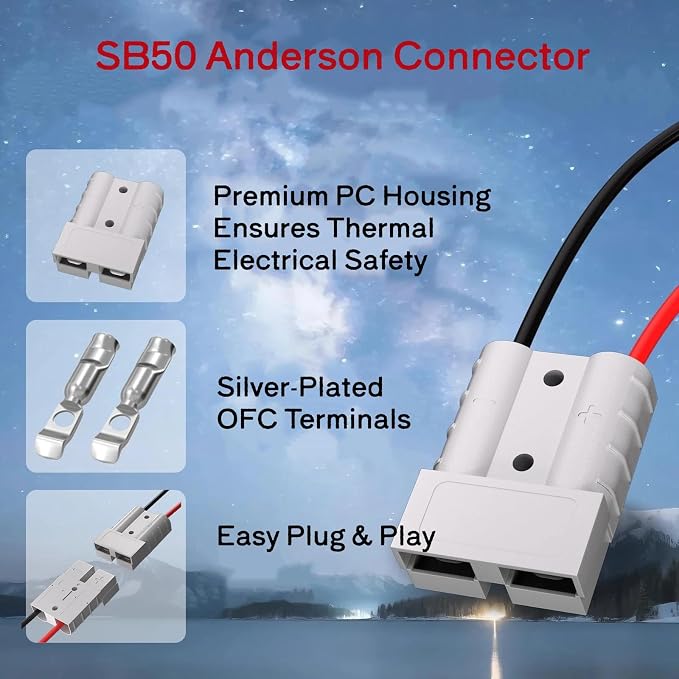 Starlink Mini Power Adapter, Anderson SB50, 12V-24V to 30V 105W Waterproof | 3.5A output, 16.4ft DC cable. Reliable step-up converter for RV, marine, off-grid adventures. Powers Starlink Mini.