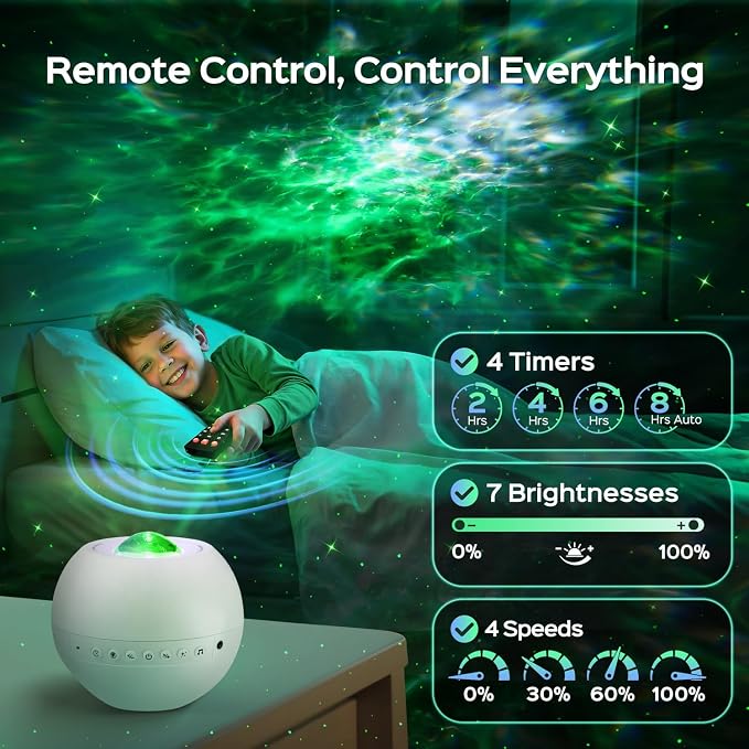 COOLNIGHT White Noise Sound Machine & Spectral Atmosphere Projector, 15 Soothing Pure Music & Nature Sounds, Premium Consumer Electronics Sleep Aid
