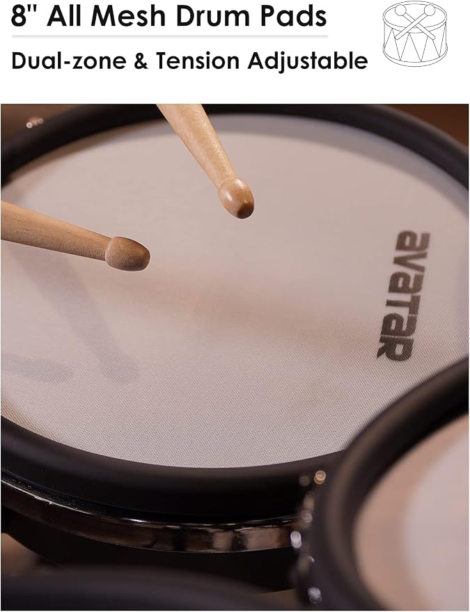 Mesh Electronic Snare/Tom Drum for Expansion/Backup, 8 Inch Dual-zone Drum Pad With Clamp, L Rod, 6.5ft Cable, Fits Most Electric Drum Set
