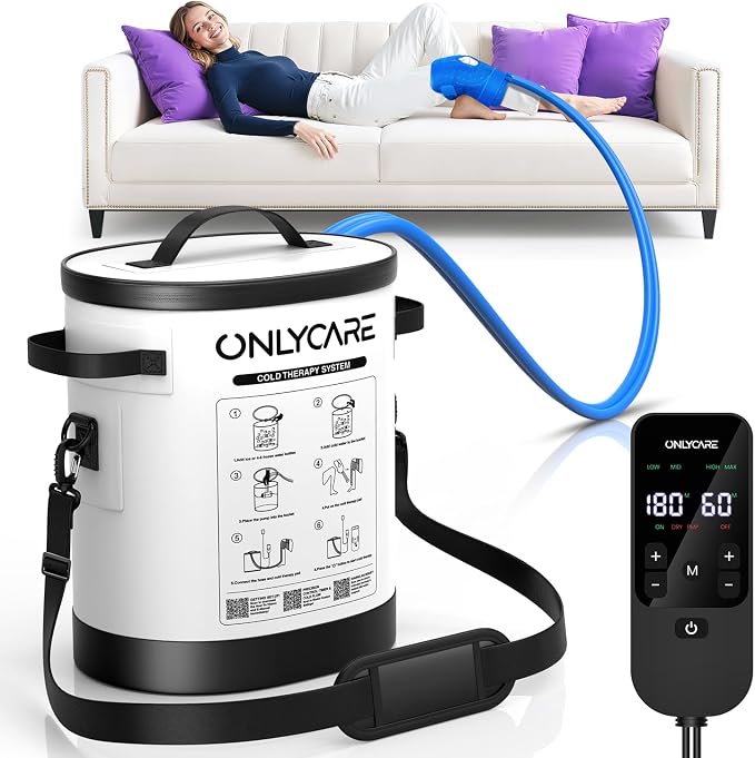 Cold Therapy Machine, Program Timer Ice Machine for Knee After Surgery, Portable Ice Therapy Machine with Quiet Pump, Large Cold Pad for Ankle, Arm Joints, Sports Injuries, Cryotherapy Pain Relief