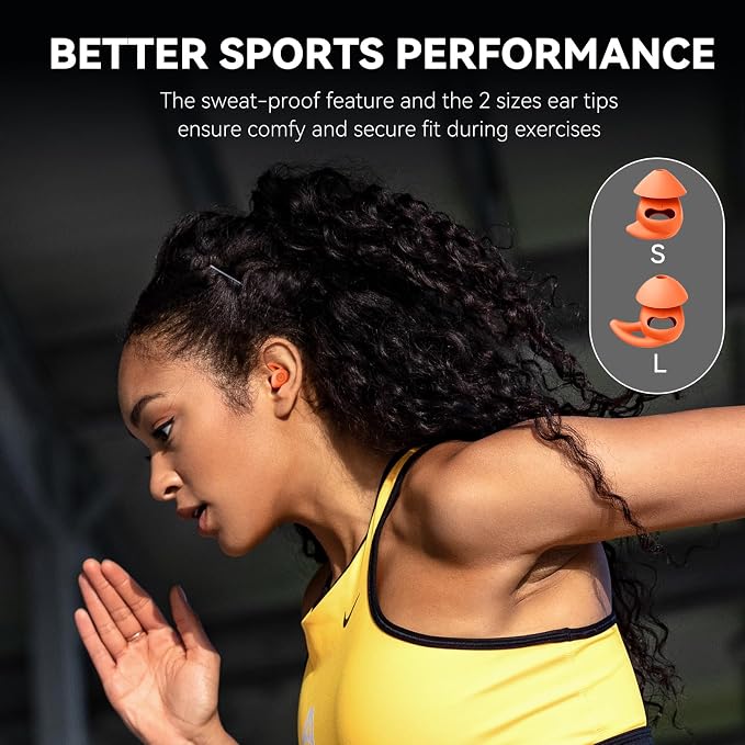 Sleepals micro Sleep Earbuds for Side Sleepers | Sleep Headphones with Soft and Snug Fit | Moderate Noise Reduction (not ANC) | Small and Light, 4H Single Play, 28H with Charging Case (Orange)