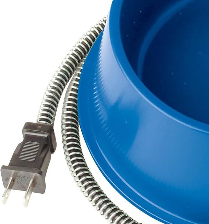 Farm Innovators 1 Quart Plastic Heated Pet Bowl with Anti Chew Cord and 25 Watts of Power for Rabbits, Dogs, Cats, and All Breed Sizes, Blue