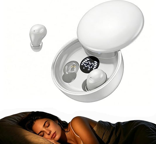 Invisible Earbuds for Sleep, Mini Earbuds Small Earbuds – Ergonomic Bluetooth Wireless Earbuds with Premium Sound and One-Step Auto Pairing (White)