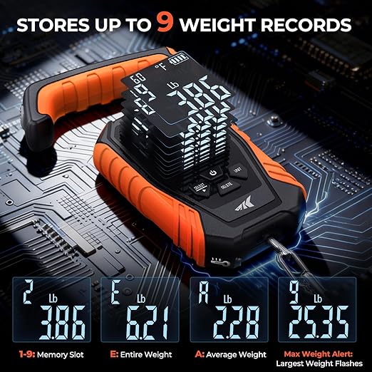 KastKing Weighmaster Mechanical-Digital Fishing Scale, 120 lb Capacity, 2.5" Backlit Display, High-Precision Sensor, 9 Weight Memory, Temperature Detection, IPX6 Waterproof, Fishing Gifts