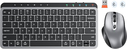 MEETION Wireless Bluetooth Keyboard and Mouse Combo, Rechargeable Slim Wireless Keyboard and Mouse, 3 Multi-Device Connection, Low-Profile Compact Keyboard, for PC Laptop Tablet iPad, Windows/Mac/iOS