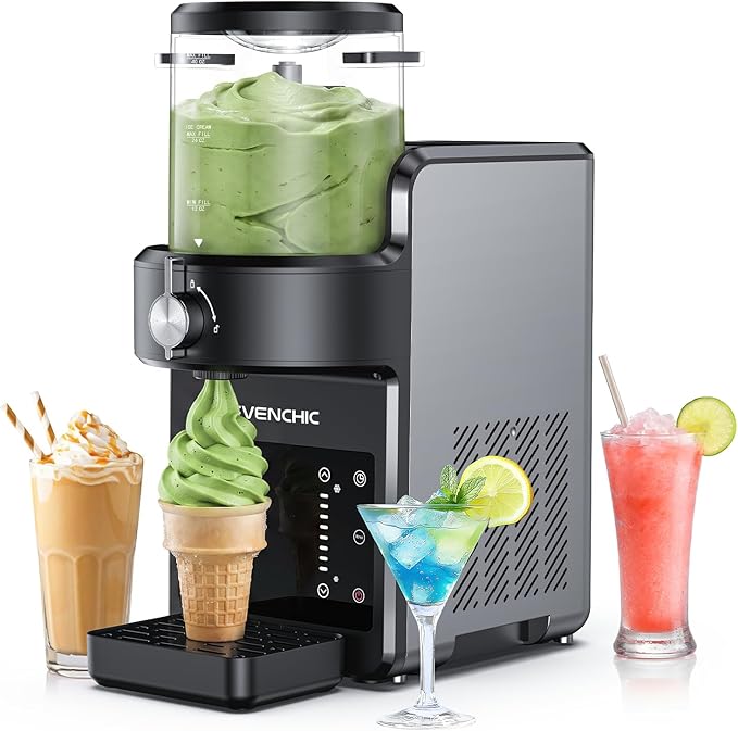Slushie Machine, Slushie & Soft Serve Ice Cream Make for Home, No Ice Needed with Rapid Chill & Temperature Control, Multi-function for Frozen Drink, Milk Shake, Margaritas, Frappé