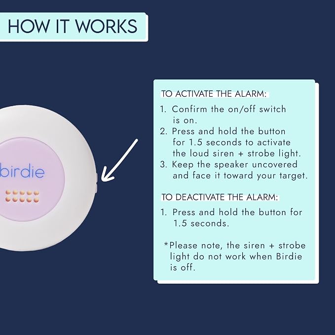 She's Birdie - The Original Personal Safety Alarm Disc for Bikes, Hikes, and Late Nights - Loud Siren, LED Light for Extra Visibility, Rechargeable, Handsfree, Lightweight, Water Resistant (Lavender)