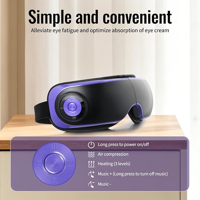 Eye Massager with Heat Smart Sleep Mask with Music for Migraine Relief, Eyes Fatigue, Improve Sleeping for Women Men