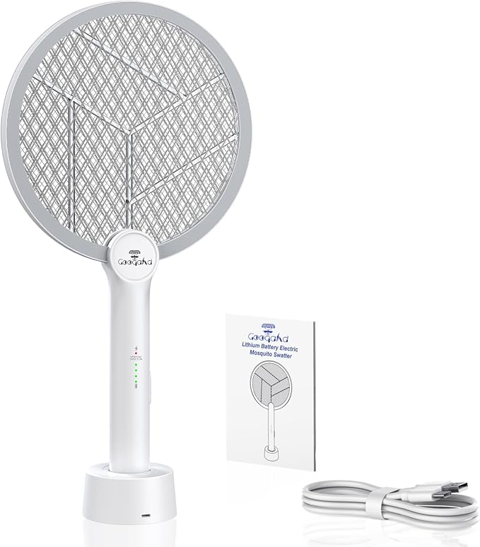 Bug Zapper Racket, 2 Mode Electric Fly Swatter with USB Rechargeable, 4000V Fly Zapper with 3 Layer Safety Mesh, Bug Zapper Racket for Indoor, Outdoor.