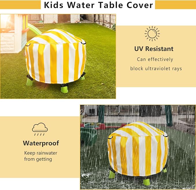 Water Table Cover Spiralin' Seas Waterpark Play Outdoor Sand Water Table Cover 34X34X18 inch-Yellow