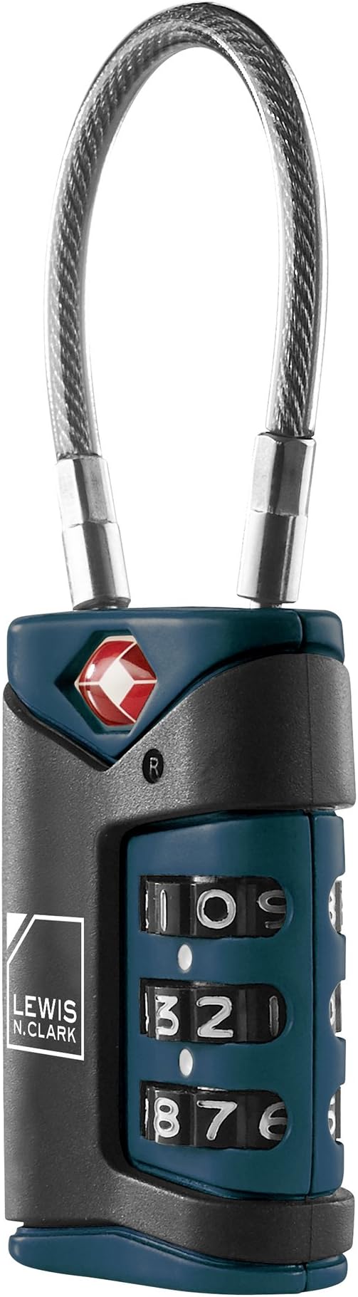 Lewis N. Clark TSA-Approved Combination Luggage Lock With Steel Cable (2-Pack), Blue, One Size