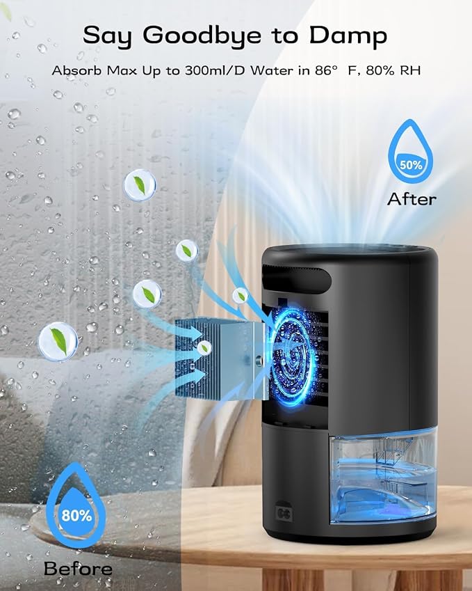 Dehumidifier, 35 oz Small Dehumidifiers for Home, Bathroom, Bedroom, Closet, Ultra-Quiet with Sleep Mode, 7 Color Lights & Auto Shut Off, Compact & Portable for RV, Rooms, Basement, Energy Saving