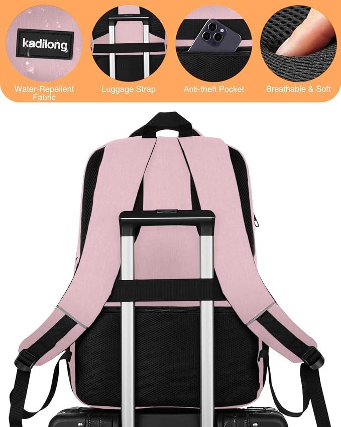 kadilong 17.3 Inch Laptop Backpack for Women Insulated Backpacks with Cooler Compartment,TSA Large Work Business Gym College School Bookbag Lunch Box for Teens Girls,Anti-Theft