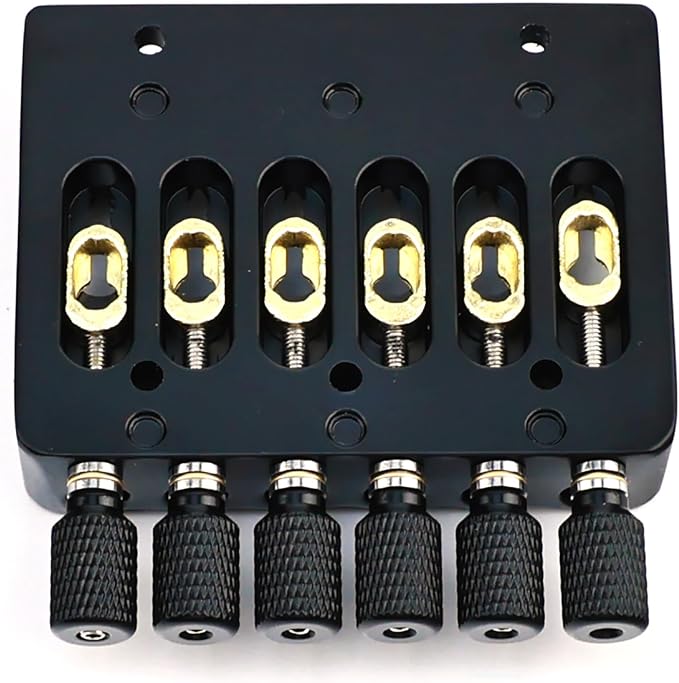 Zinc Alloy Headless Electric guitar Bridge，6 String Fixed Bridge - String Spacing 10.5mm(13/32")，Fits for 6-String Headless Electric Guitar Replacement Parts（Matte Black）