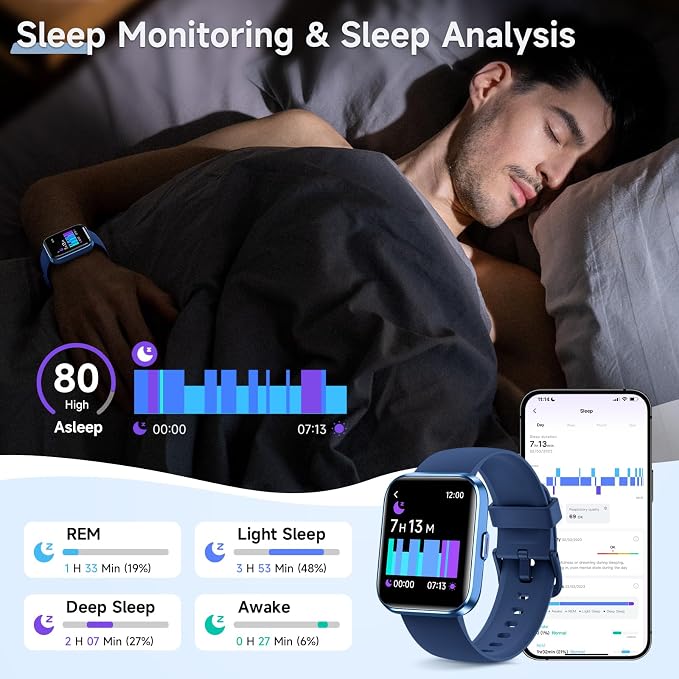 Gydom Smart Watches for Men, 1.8" Fitness Tracker for Android & iPhone, Answer/Make Calls, Alexa Built-in, Heart Rate/Sleep/SpO2 Monitor Smartwatch, IP68 Waterproof Watches 101+ Sport Modes, 2 Bands