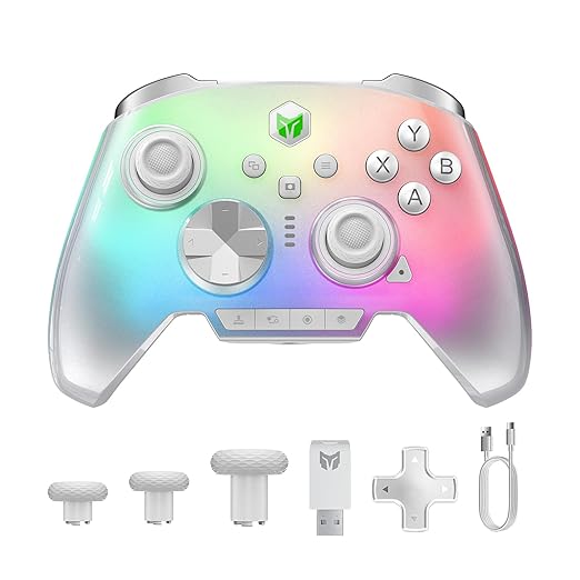 MOJHON Rainbow 3 Wireless Controller 2000Hz Polling Rate Capacitive Joystick 16 Mechanical Keys 14 Custom RGB Lights 6-Axis Gyro Sensor Switchable Hall/Micro-switch Trigger 3.5mm Audio Jack Gamepad for PC/Switch2/iOS/Android