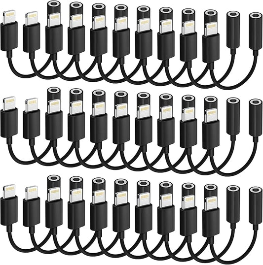 Apple MFi Certified 15 Pack Lightning to 3.5 mm Headphone Jack Adapter for iPhone, iPhone Aux Adapter Converter Dongle Audio Cable Compatible with iPhone 14 13 12 11 X XS 8 7 Black