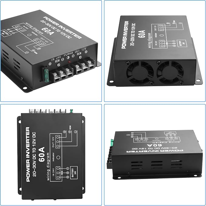 MEIRIYFA DC 24v to 12v 60A Power Converter Inverter,DC Step Down 24v to 12v 720W Large Power Supply Converter Car Voltage Electric Buck Regulator Reducer for Motor Car Truck Vehicle Boat Solar System