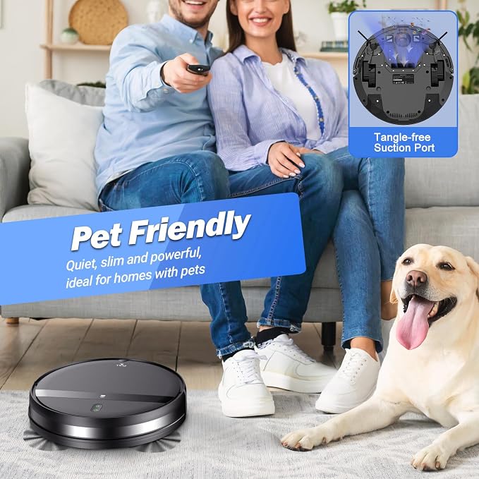 Kilgone Robot Vacuum and Mop Combo, Ultra Slim, Smart 3D Obstacle Avoidance, Tangle-Free Robotic Vacuum Cleaner for Pet Hair, Hard Floor & Carpet, App/Alexa/Google Control