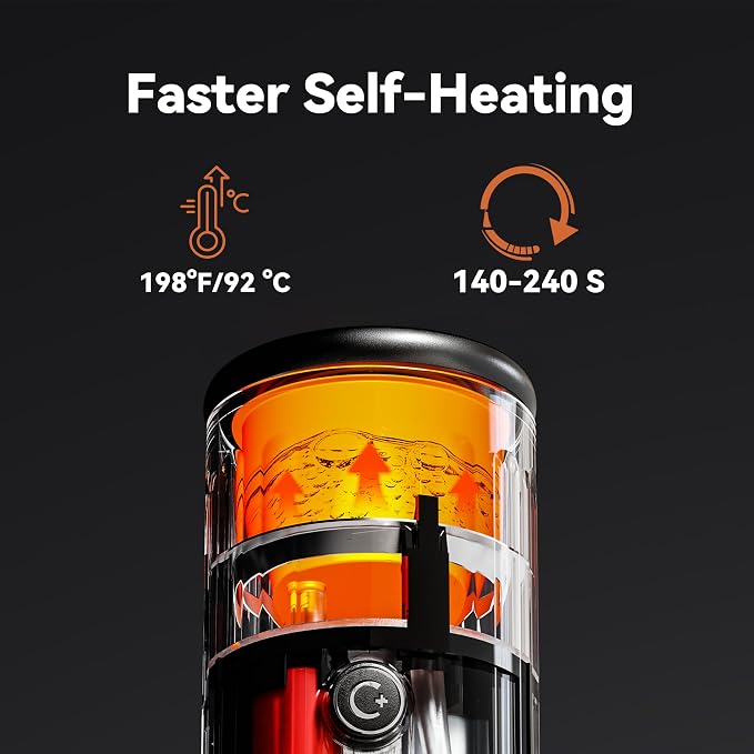 CERA+ PCM03S Portable Coffee Maker Electric Espresso Machine, Self-Heating 8 Cups per Charge & 20 Bar Small Coffee Maker for Travel & RV, Single Serve Coffee Maker Works with NS Capsules & Grounds
