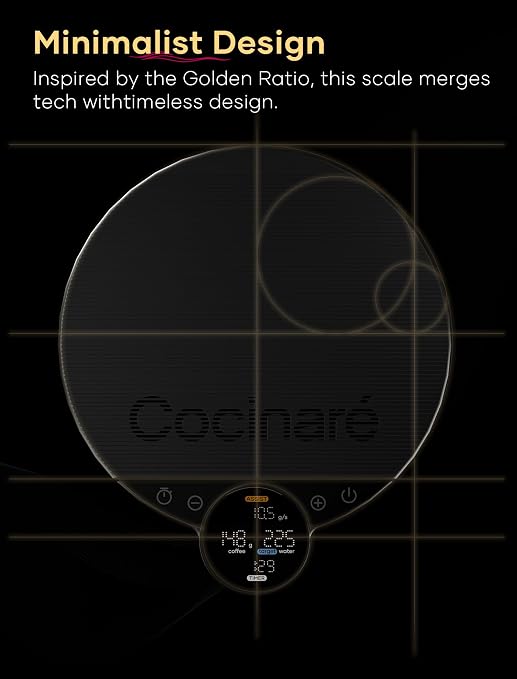 Cocinare Balance Lite Coffee Scale with Timer, 3kg/0.1g Precision Digital Scale for Pour-Over, Espresso & Drip, 3 Brewing Modes (Assist, Weigh, Competition), Adjustable Ratios & Flow Rate, Black