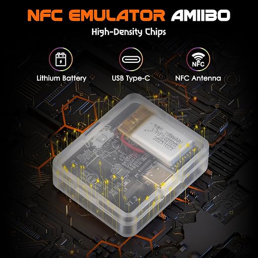 NFC Tag Emulator, for Switch/3DS/Wii U - Ultimate 3000+ Data Storage, Compatible with 50+ Games, 1.4" OLED Screen, Type-C Charging, Pulsator Button, Additional User Manual, Upgrade NFC Emulator