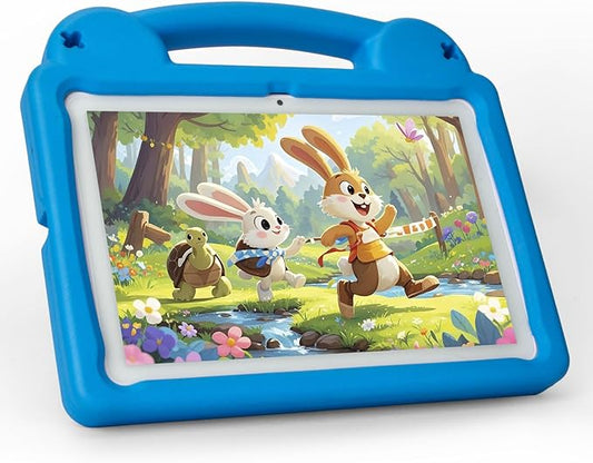 Kids Tablet 10.1 Inch – Android 15 Tablet for Kids with A523 Octa-Core, 8GB+64GB, 5000mAh Battery, Wi-Fi 6, Parental Controls, GMS Certified, with Blue EVA Case