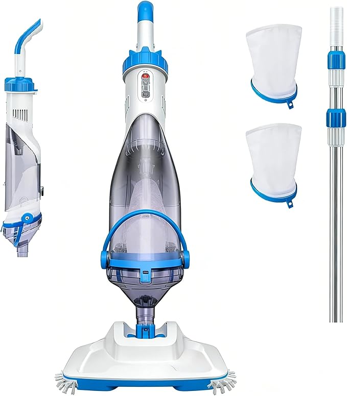Consciot 2026 Update for Motor, L2 Pool Vacuum for Above Ground & Inground Pools, Rechargeable Handheld Cleaner with Telescopic Pole, 18.5 GPM Suction, 13.4" Head, 60-Min Runtime