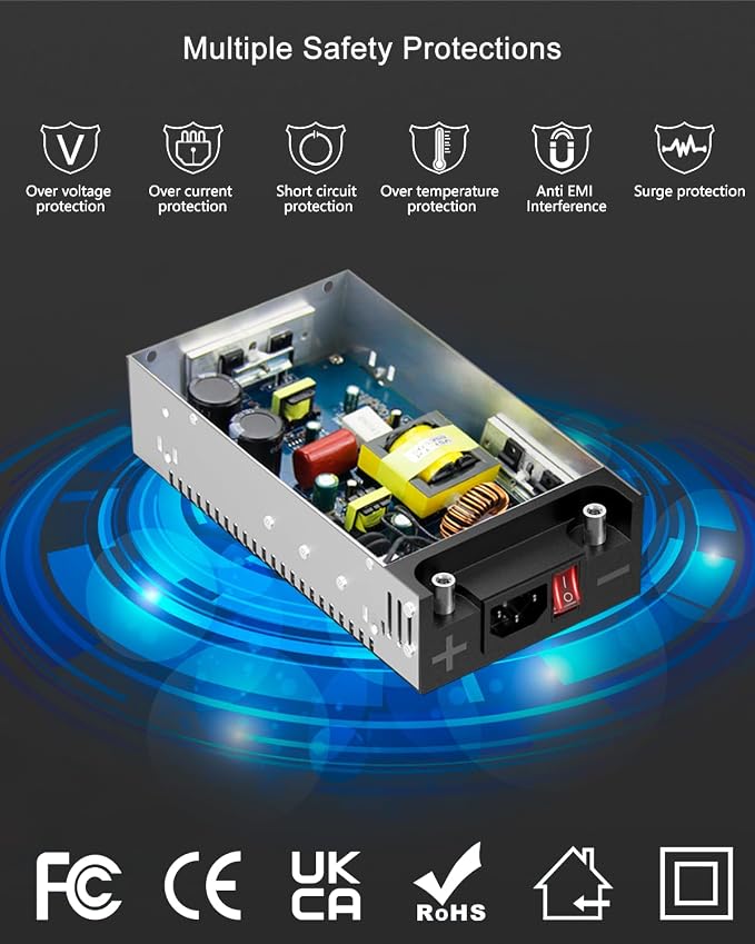 ALITOVE New Version AC to DC Converter 110V to 12V 30A Switching 12 Volt Power Supply AC/DC Adapter 360W with Cigarette Lighter Adapter 12V Transformer for LED Strip RV Pump 3D Printer Car Device