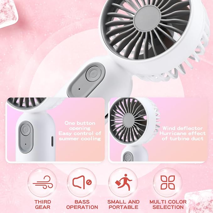Rossesay 6 Pcs Mini Portable Fan Bulk Cute Handheld Lightweight Small Little Personal Hand Eyelash Fan 3 Speeds USB Rechargeable for Women Men Indoor Outdoor Makeup Travel (Black,Pink,White)