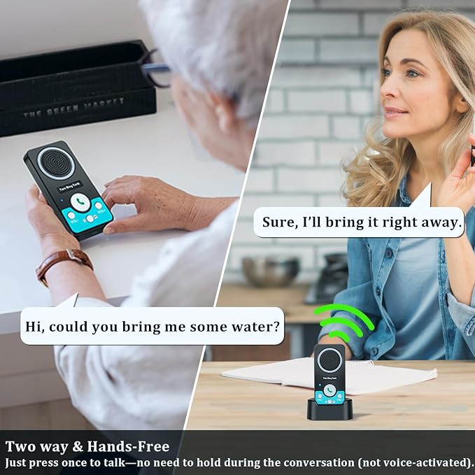 Intercoms Wireless for Home, 2 Way Audio Hands-Free Long Range Wireless Intercom System, 4 Ringtones 8 Volume Levels, Up to 10 Days Standby Intercom Syetem for House, Office, Classroom, Black