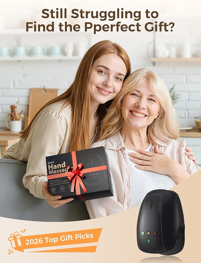 Estefanlo Hand Massager with Heat and Compression, Cordless Hand Massager for Arthritis Pain Relief, 3 Modes Air Compression Finger Massage Device, 2 Heat Levels, Washable Silicone Liner, Black