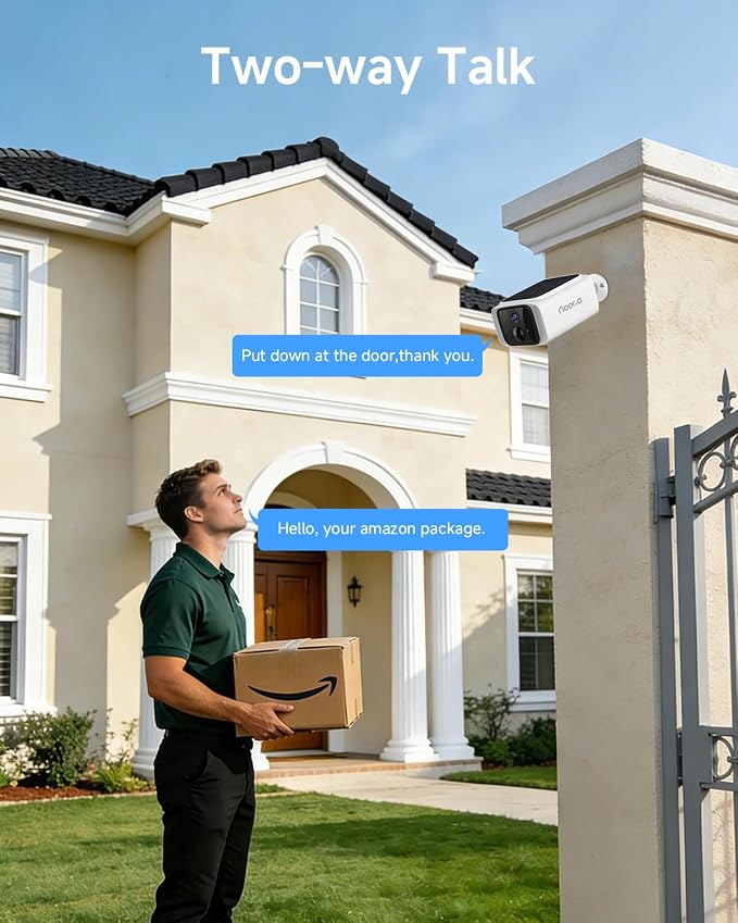 Noorio Solar Security Cameras Wireless Outdoor, 2K Resolution Outdoor Camera, 2.4/5G WiFi Camera for Home Security, Color Night Vision, 2-Way Talk, IP65 Waterproof, Alexa, SB400